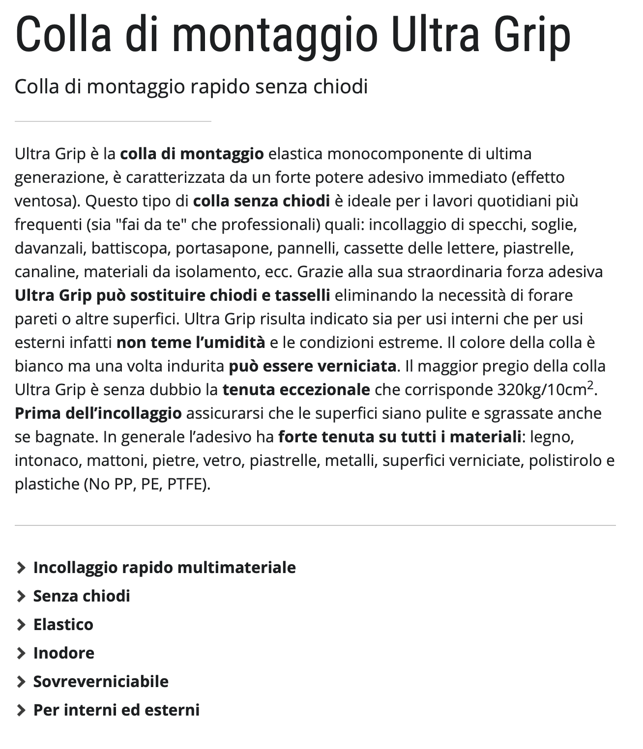 03010 COLLA DI MONTAGGIO SIGILL ULTRA GRIP - TUBETTO DA 150 ML