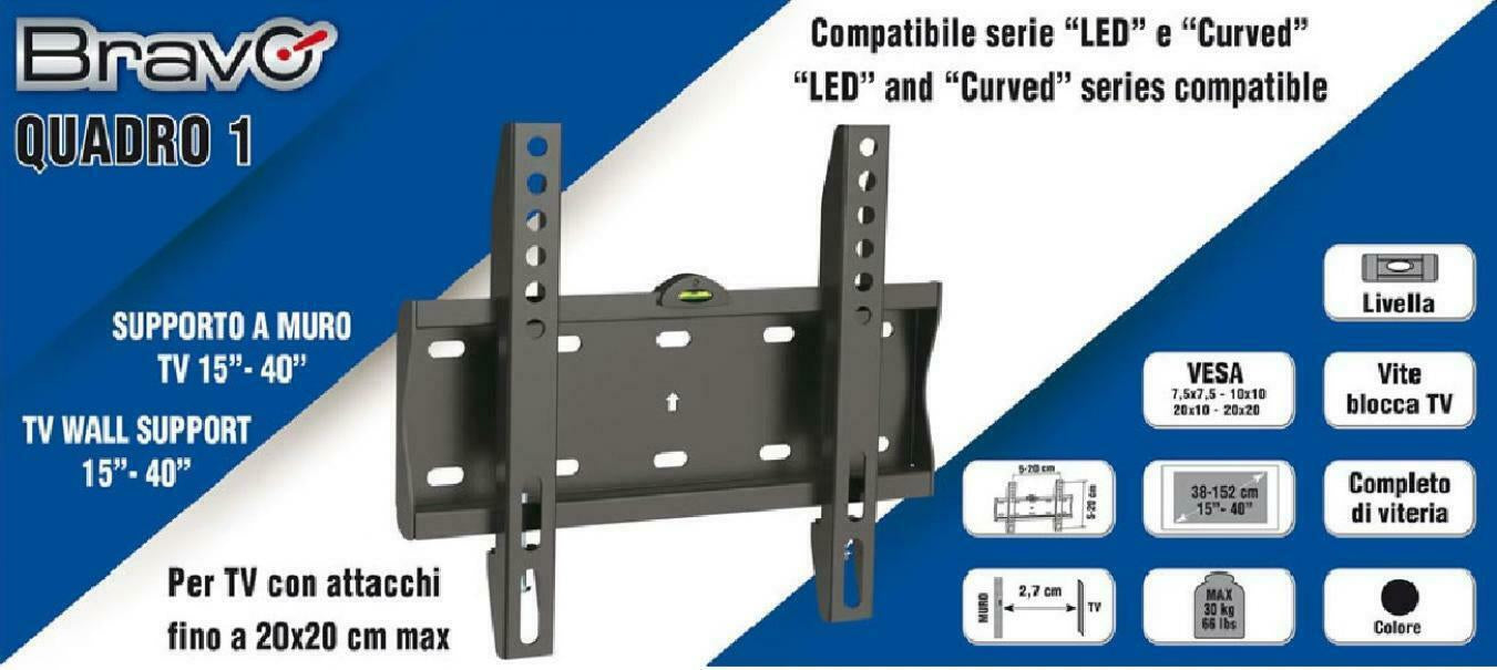 BRAVO SUPPORTO TV QUADRO 1 ATTACCO 20X20 MAX 92402632