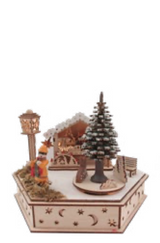 DECORAZIONI NATALIZIE PIAZZETTA ESAGONALE CON LUCI, CARILLON MOVIMENTO