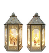 GIOCOPLAST DECORAZIONI NATALIZIE LANTERNA DECORATA, 30CM, CON GOCCE DI LED