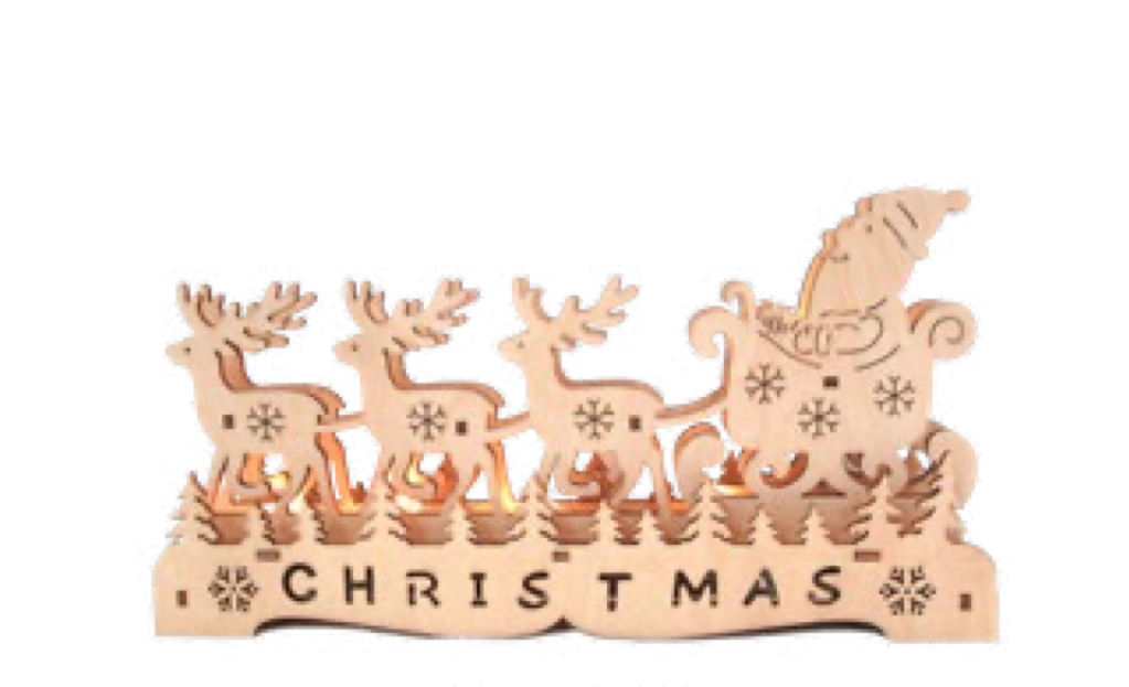 GIOCOPLAST DECORAZIONI NATALIZIE BABBO SU SLITTA “WOOD & CHARM” CON LUCI LED