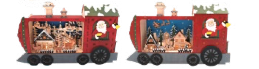 GIOCOPLAST DECORAZIONI NATALIZIE LOCOMOTIVA CON PAESAGGIO, CON LUCE LED
