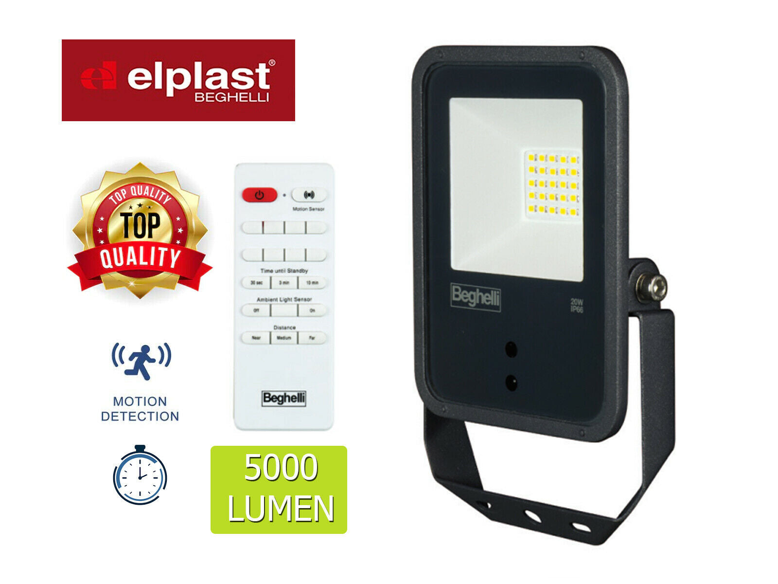 PROIETTORE LED ESTERNO 50W TELECOMANDO FARETTO IP66 4000K LUCE NATURALE BEGHELLI
