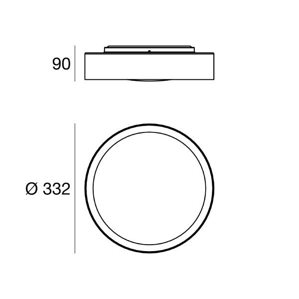 PLAFONIERA LINEA LIGHT Crew 2 AP PM M DA SOFFITTO DIAM. 330MM  LED 3000K  BIANCO