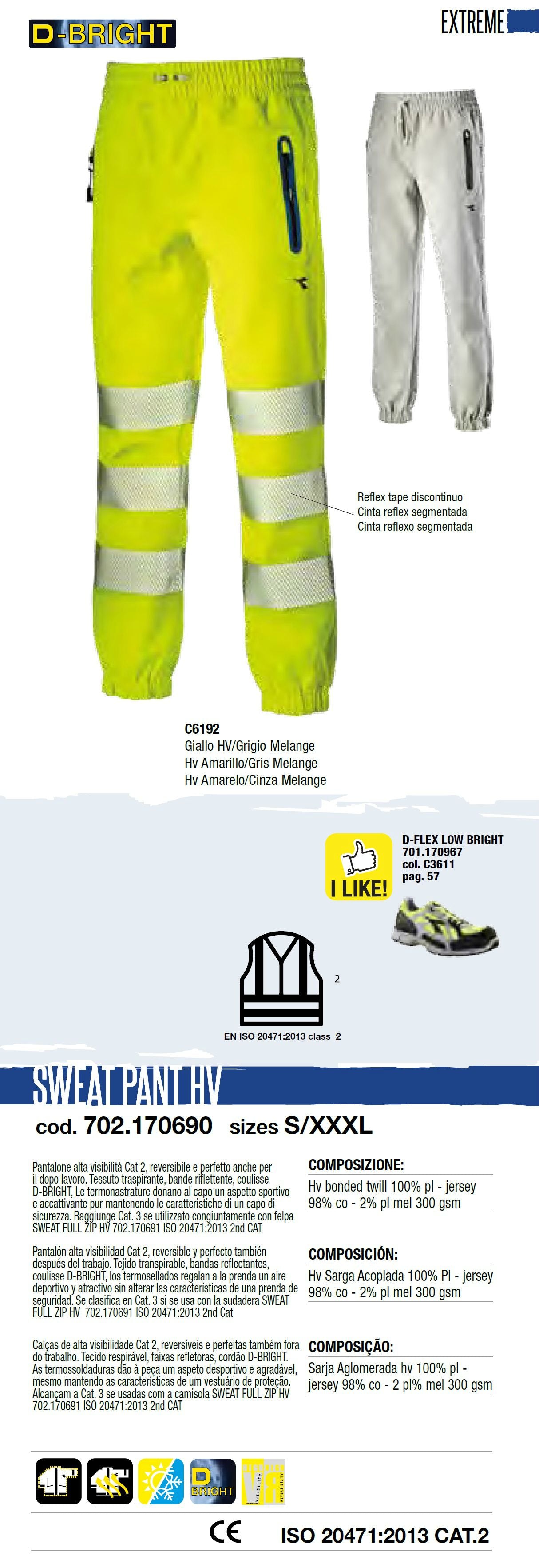 Pantaloni da lavoro Diadora Utility SWEAT PANT HV Cat 2 reversibili 170690 C6192