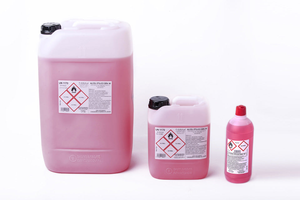ALCOOL ETILICO DENATURATO 94 GRADI  1a CAT. R.RED 1lt DISINFETTANTE USO DOMESTICO/INDUSTRIALE