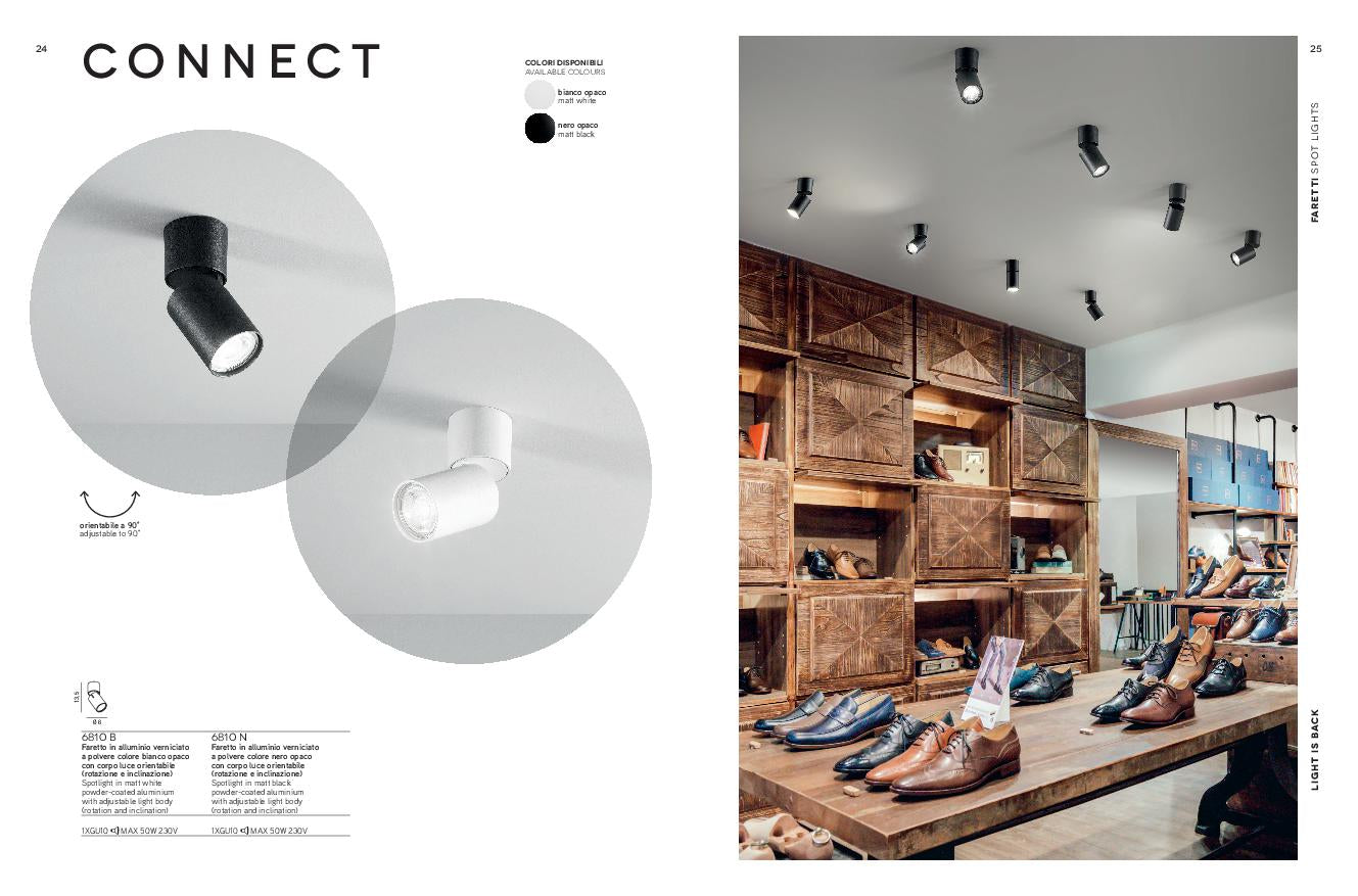 Faretto Spot Moderno orientabile alluminio colore Bianco Connect 6810B PERENZ