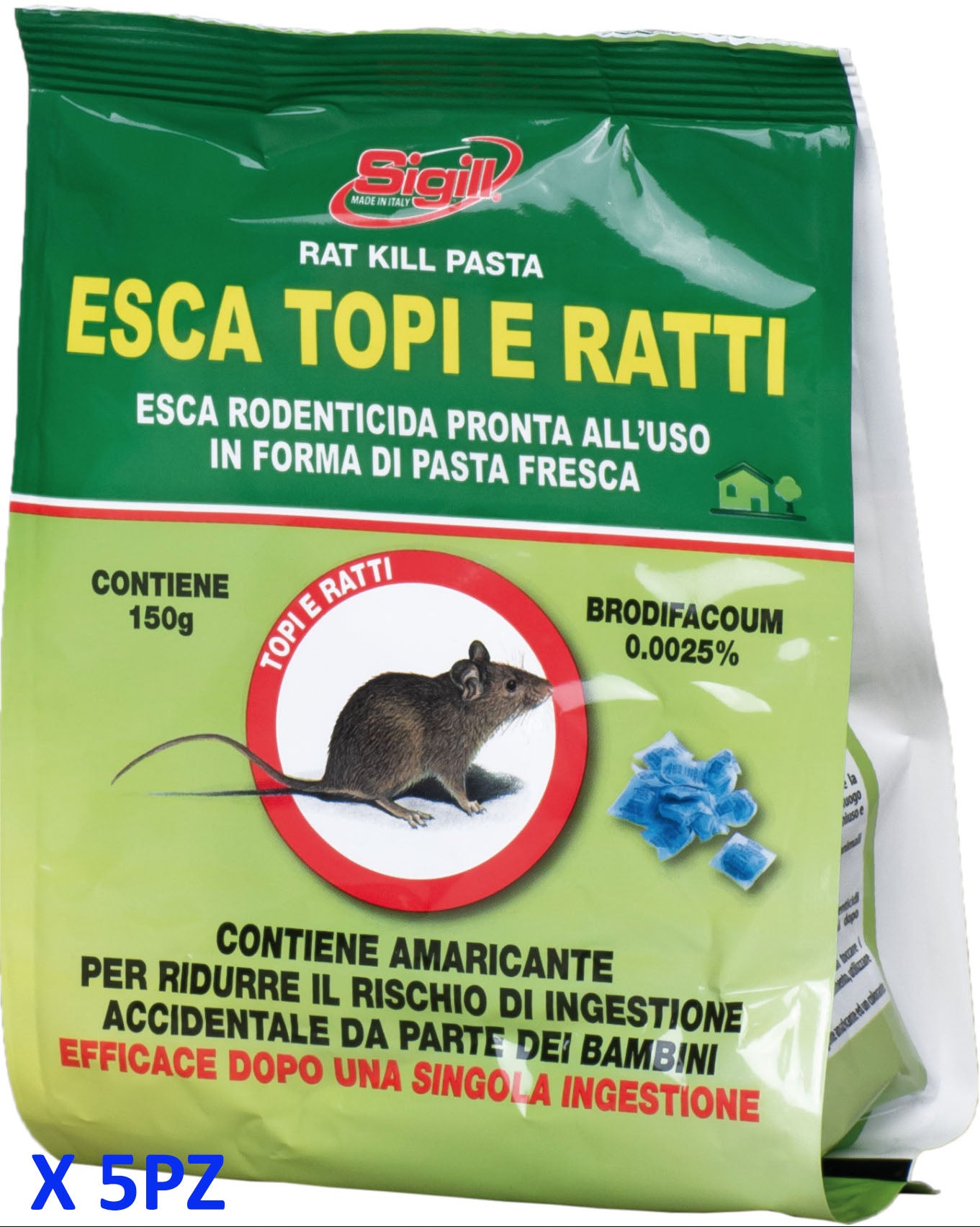 SIGILL veleno topicida esca TOPI E RATTI in pasta blu busta da 150Gr