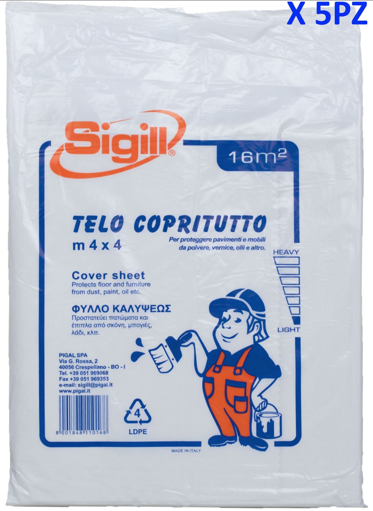 Telo Copritutto Ripiegato in polietilene trasparente SIGILL m4x4 (16mq – 200gr)