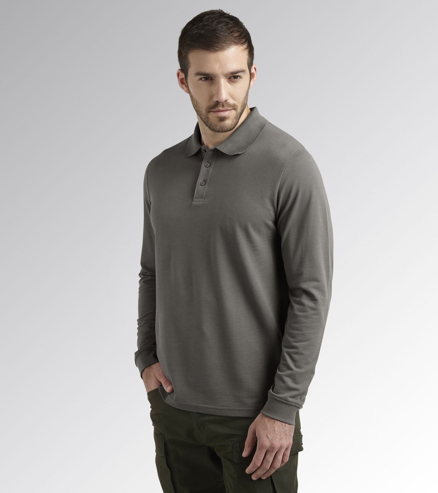 POLO ML ATLANTIS ORGANIC  manica lunga Diadora Utility Grigio 177954 75070