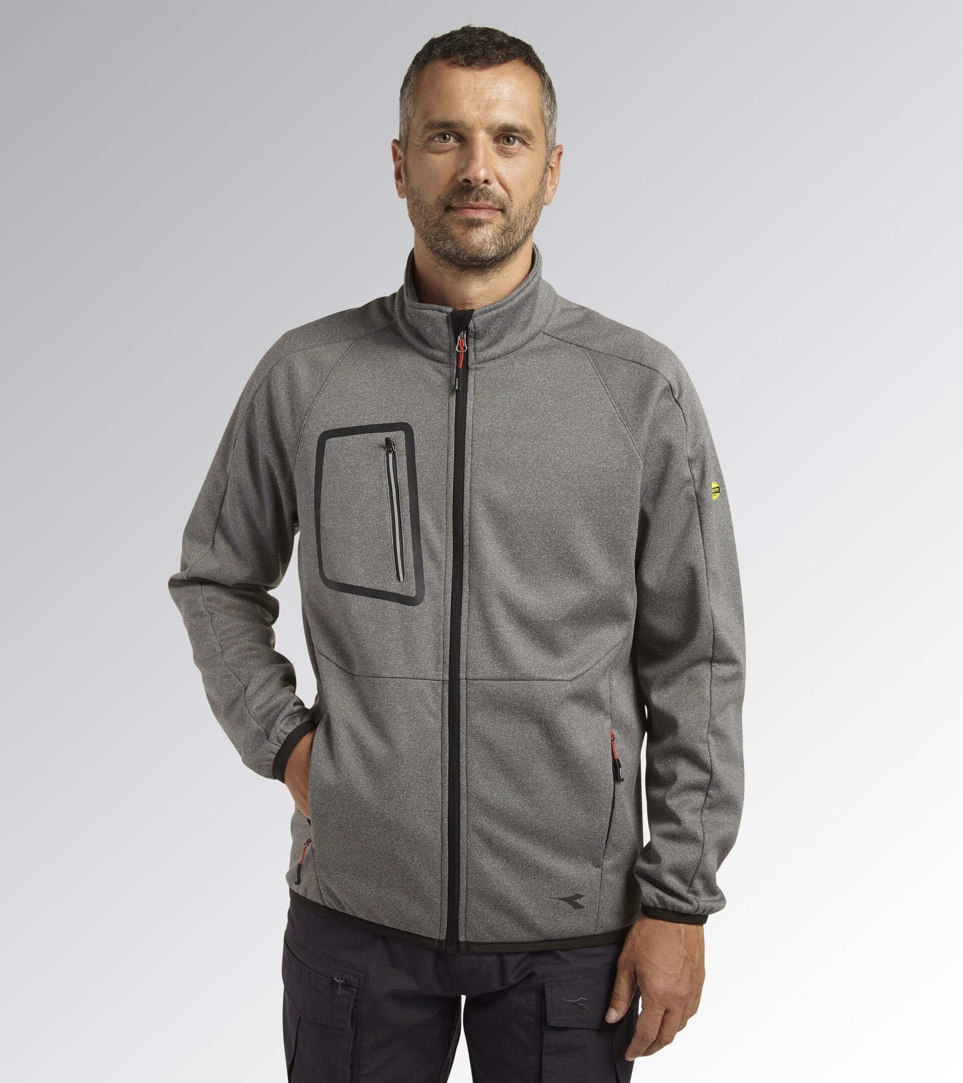DIADORA UTILITY Giacca BONDED JACKET CROSS MOROCCAN STEEL GRAY MELANGE 178366 C9777