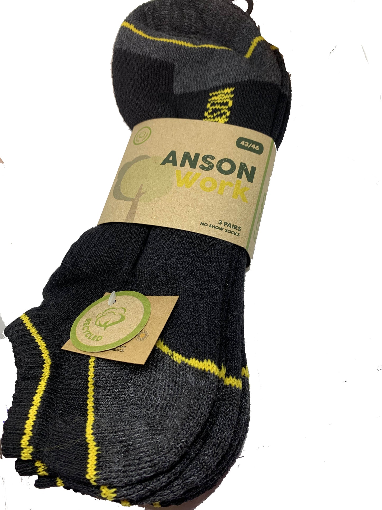 Calze da lavoro modello No-Show Anson pacchetto 3 paia Art. 2021 Nero/grigio