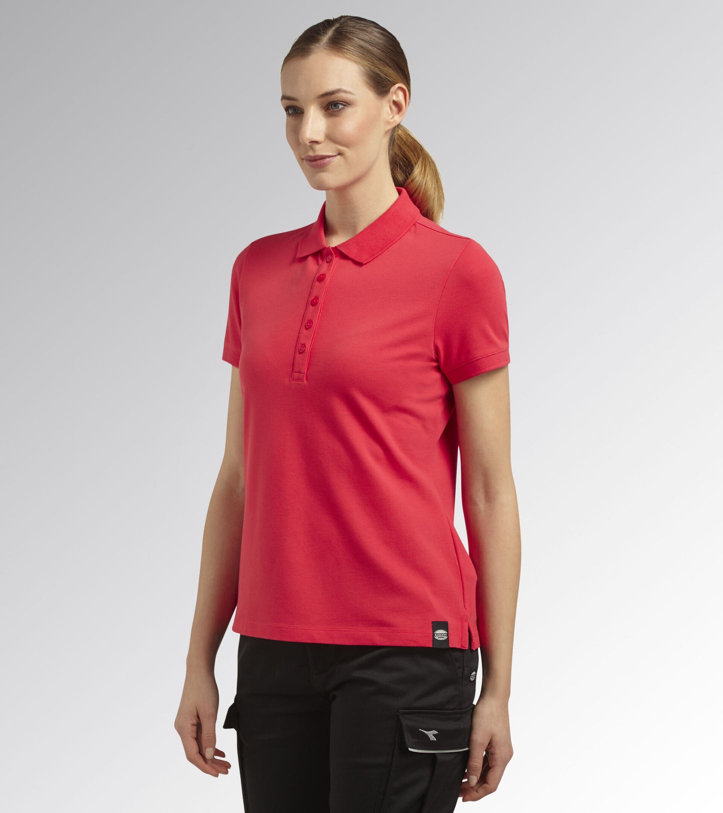 Diadora Utility DONNA POLO MC ATHENA manica corta ROSSO IBISCO 177674 45013