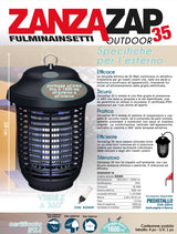 CFG EZ002 ZANZAZAP 35 OUTDOOR FULMINA INSETTI ZANZARE MOSCHE LAMPADA ATTINICA