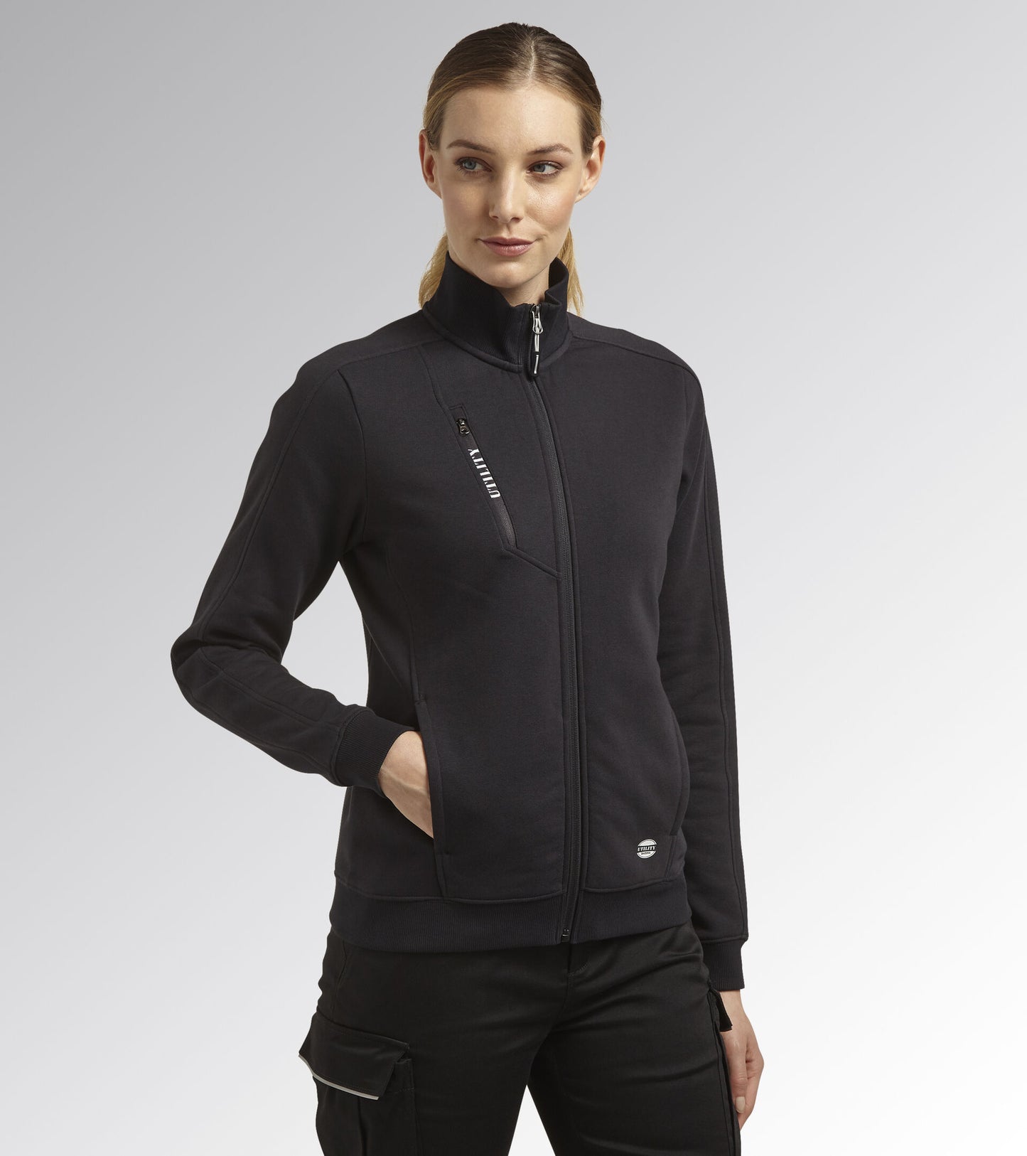 Diadora Utility DONNA SWEATSHIRT FZ ATHENA FELPA FULL ZIP NERO  177677 80013