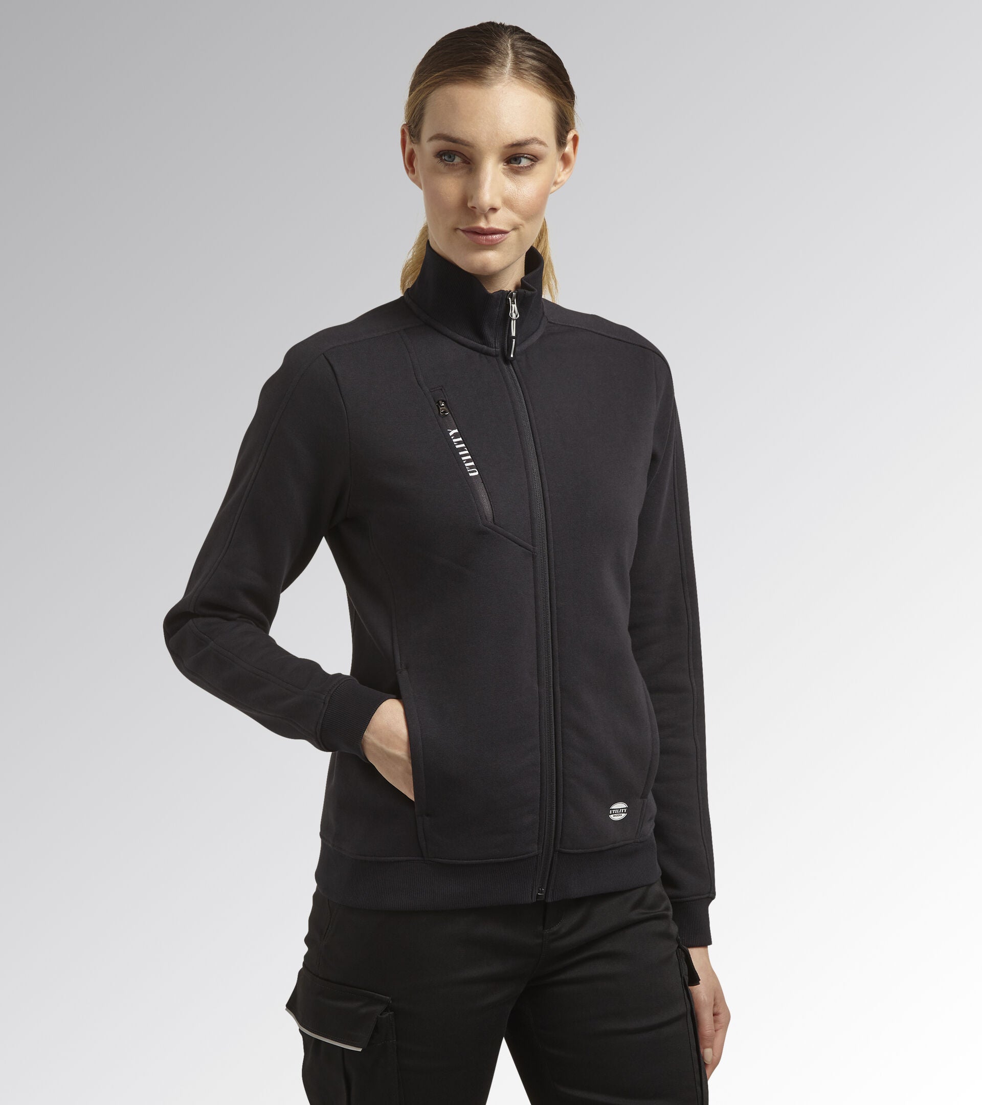Diadora Utility DONNA SWEATSHIRT FZ ATHENA FELPA FULL ZIP NERO  177677 80013