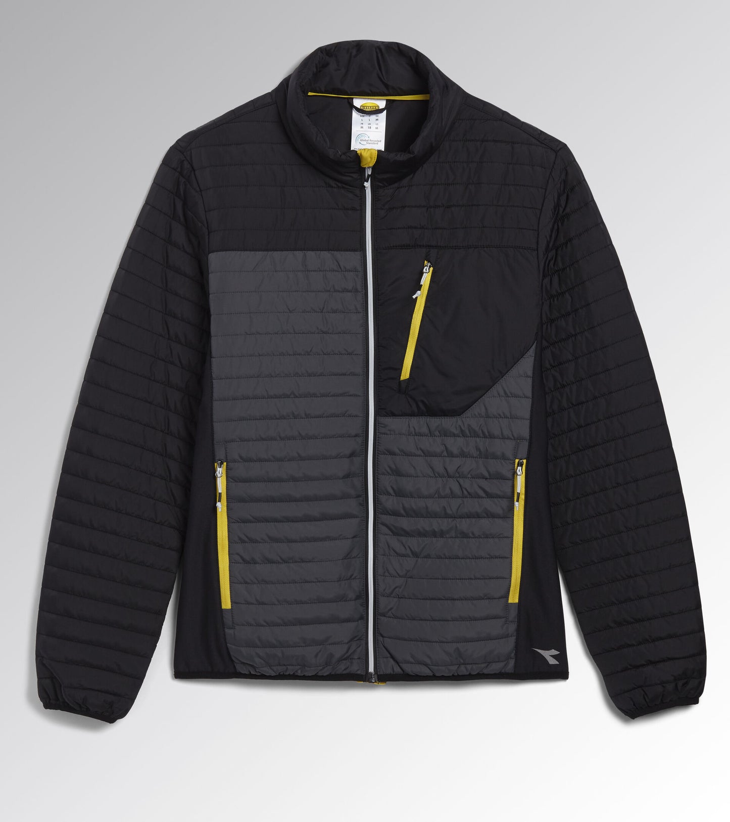DIADORA UTILITY  LIGHT JACKET COLOR BLOCK giacca imbottita leggera nero/verde/giallo