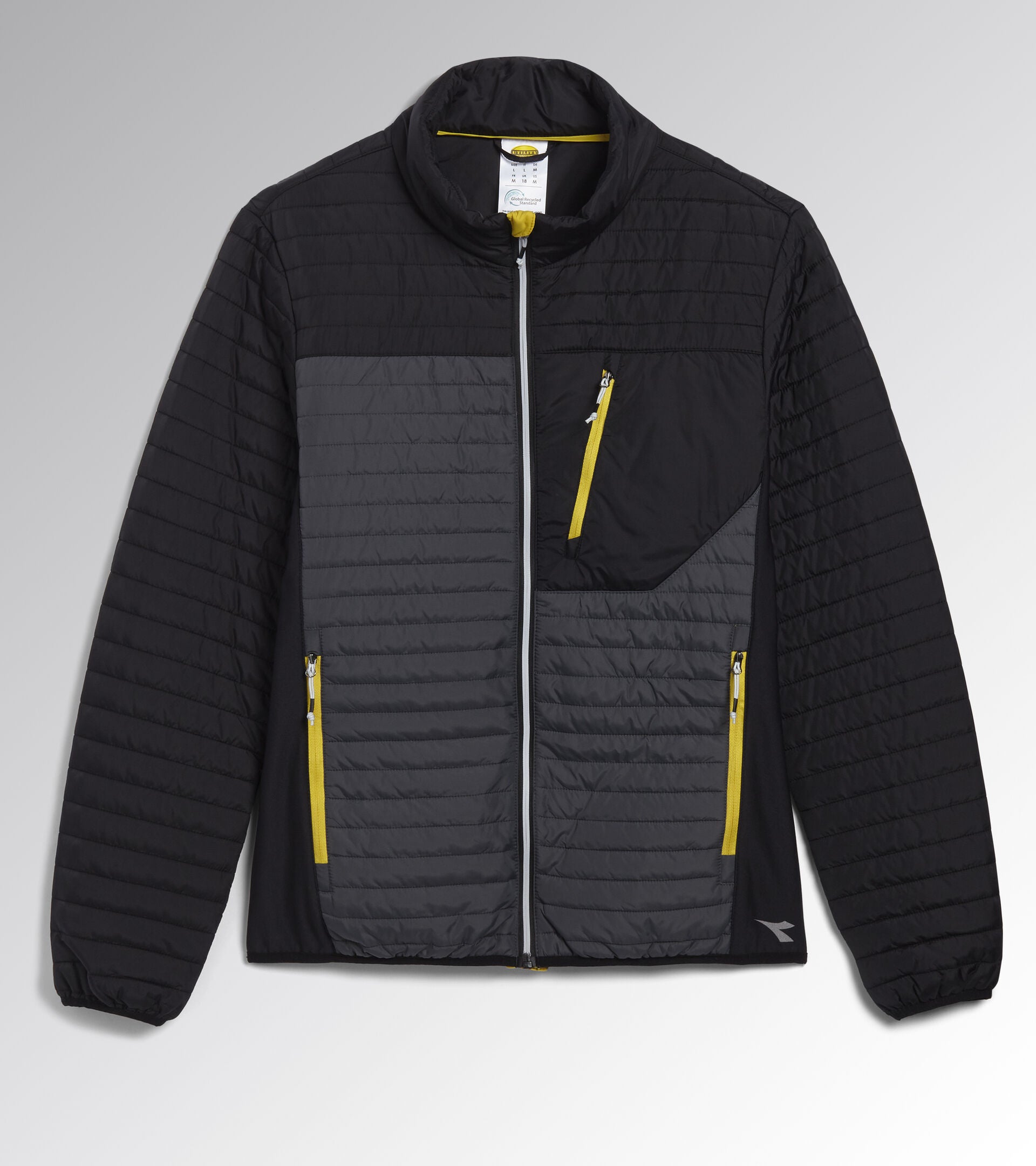 DIADORA UTILITY  LIGHT JACKET COLOR BLOCK giacca imbottita leggera nero/verde/giallo