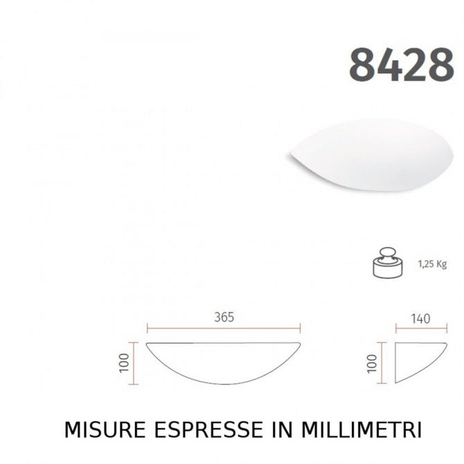 APPLIQUE  A PARETE IN CERAMICA 9010 CON DESIGN MODERNO MONOEMISSIONE E27 - 240V - 50/60Hz MAX 52W  8428-41