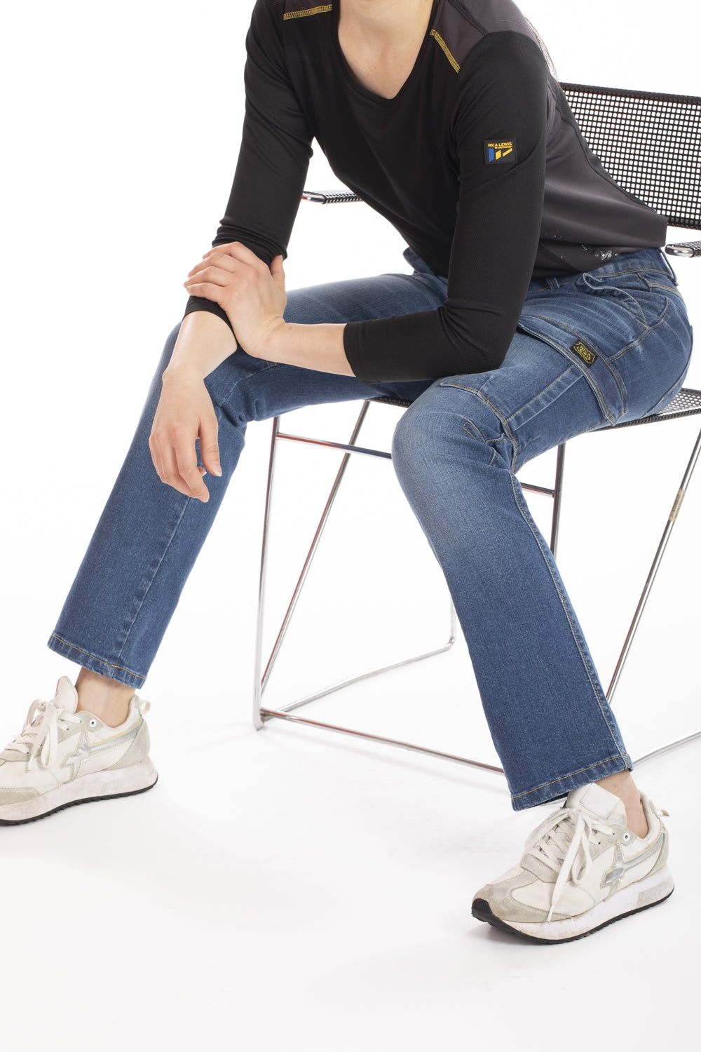 Jeans lavoro elasticizzati multitasche donna comfort fit Stone Washed Blu BETTY