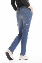 Jeans lavoro elasticizzati multitasche donna comfort fit Stone Washed Blu BETTY