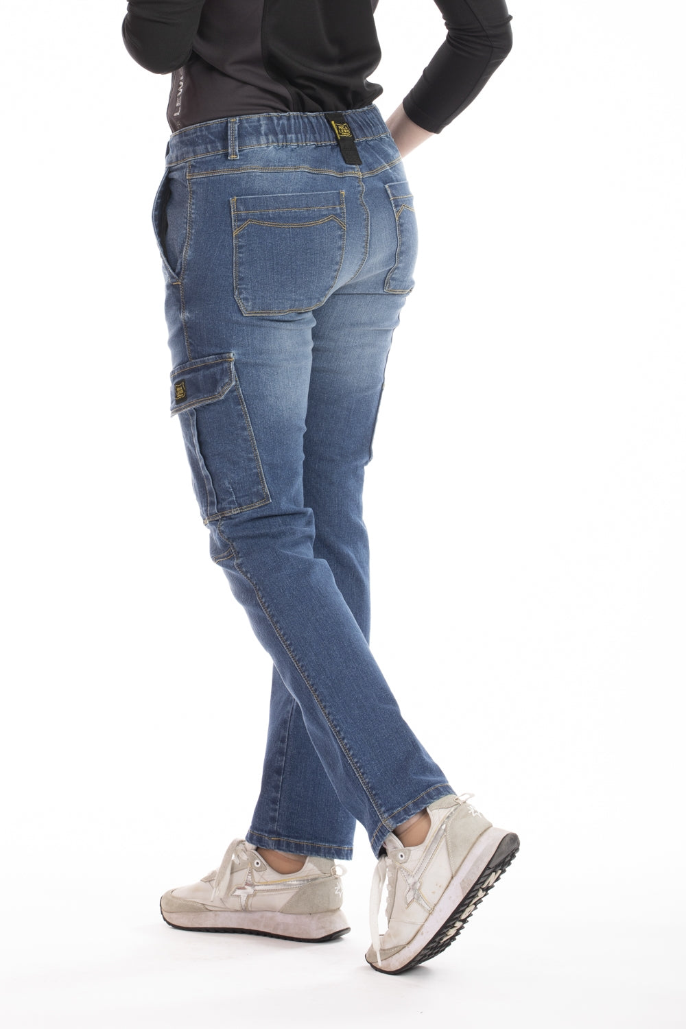 Jeans lavoro elasticizzati multitasche donna comfort fit Stone Washed Blu BETTY