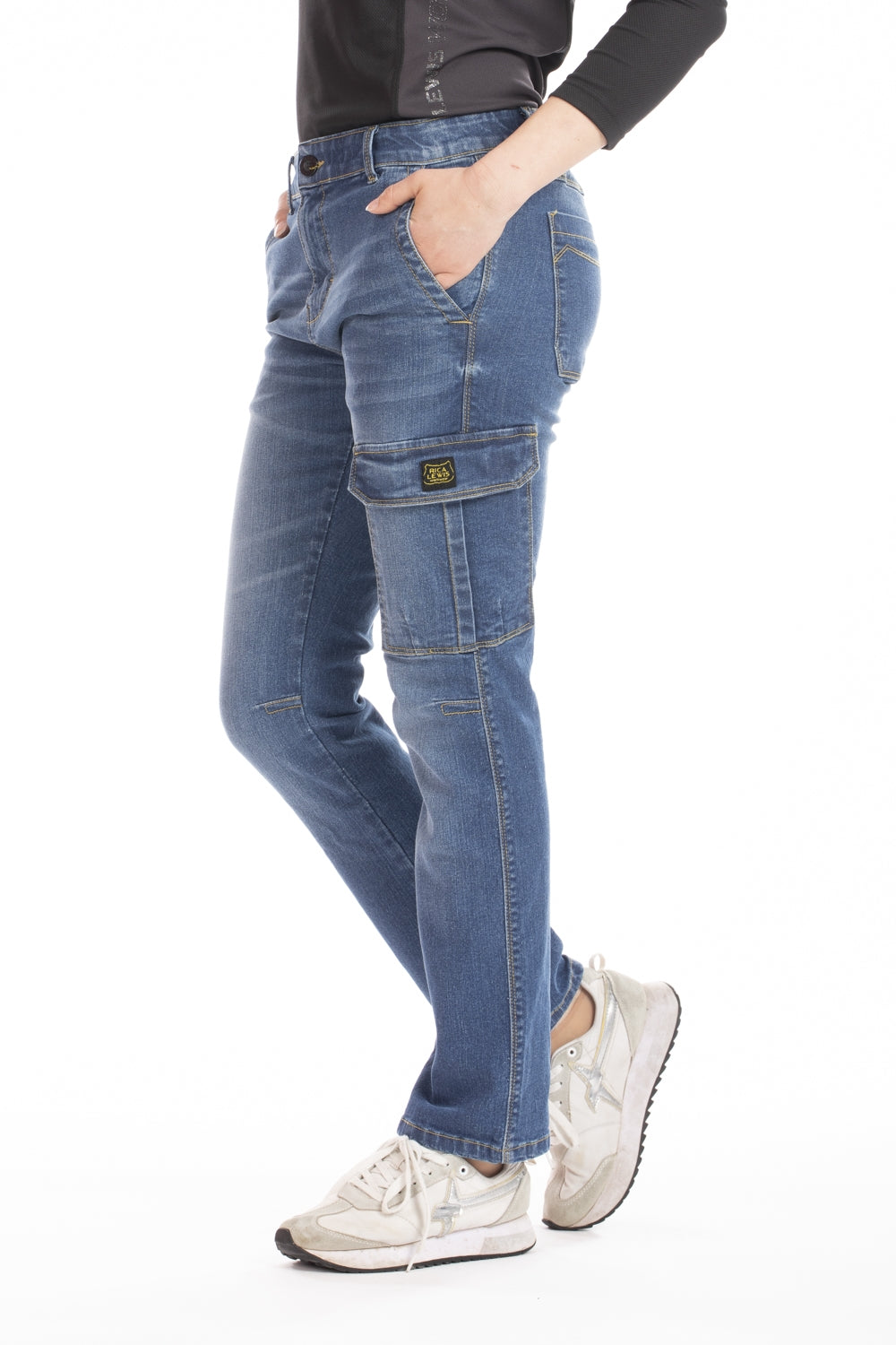 Jeans lavoro elasticizzati multitasche donna comfort fit Stone Washed Blu BETTY