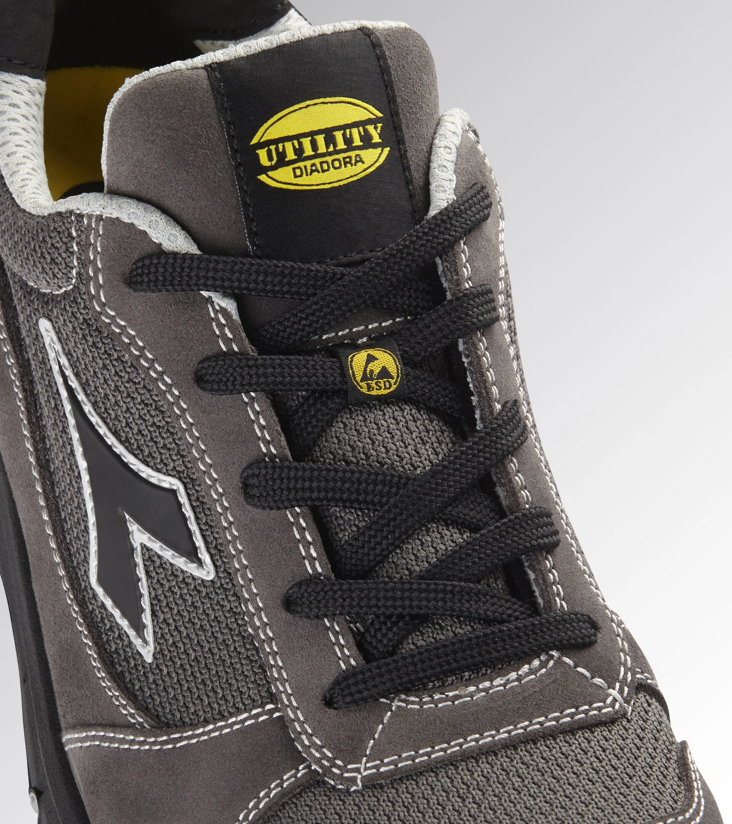 Scarpe Antinfortunistiche Diadora Utility RUN TEXT LOW METAL FREE S1PL FO SR ESD 179897 D0443 GRIGIO ACCIAIO/ANTRACITE