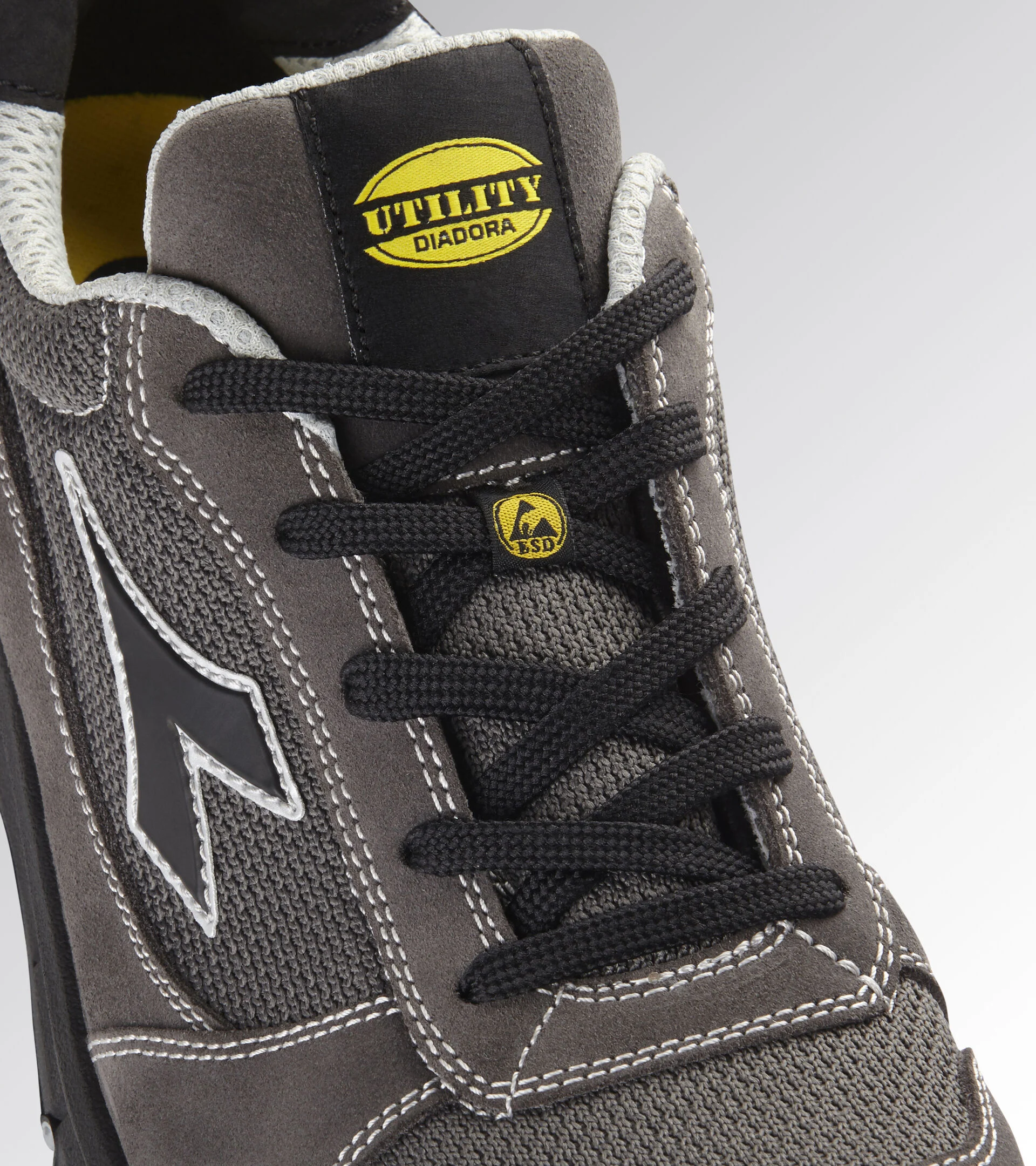 Scarpe Antinfortunistiche Diadora Utility RUN TEXT LOW METAL FREE S1PL FO SR ESD 179897 D0443 GRIGIO ACCIAIO/ANTRACITE
