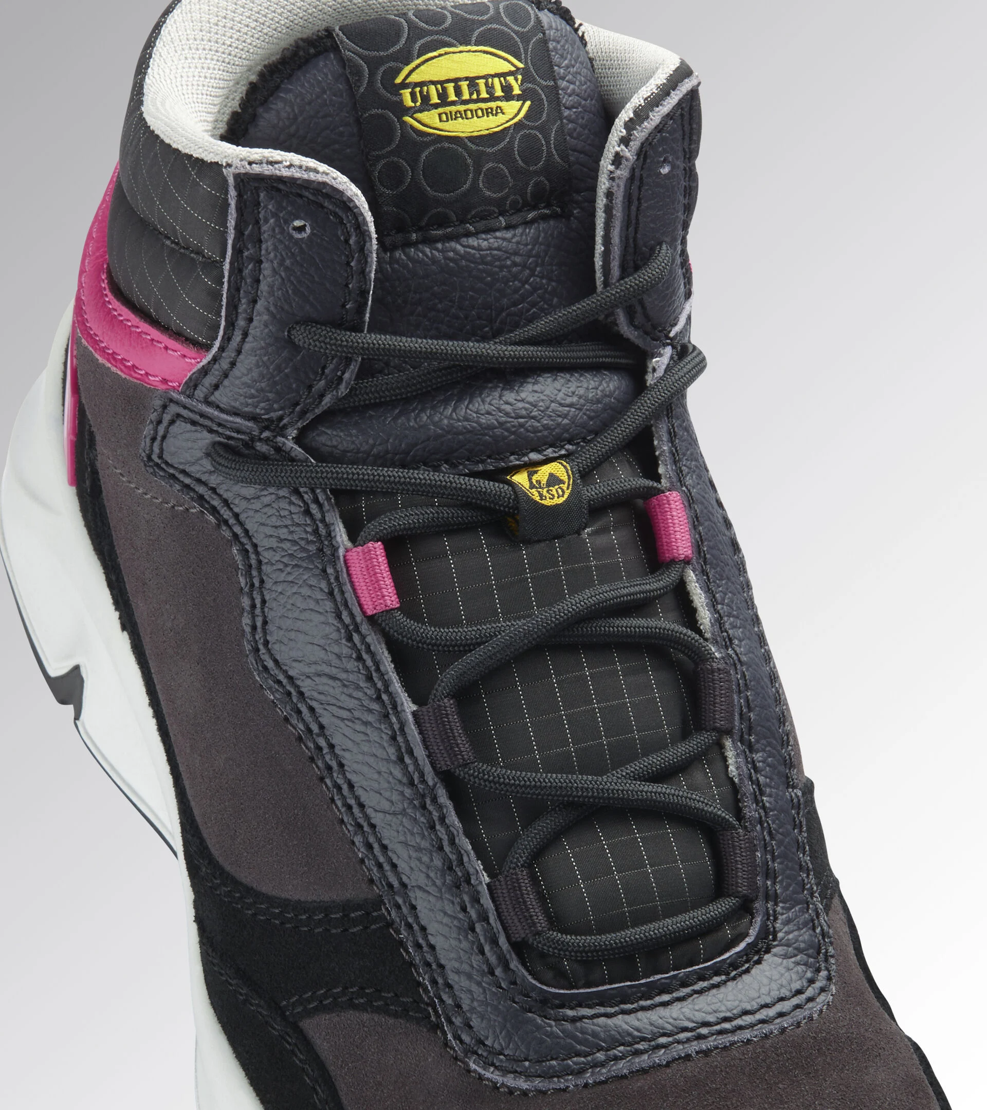 Scarpe Antinfortunistiche Diadora Utility Donna ATHENA MID S3L FO SR ESD NERO FUMO/POMODORO 179901 D0458
