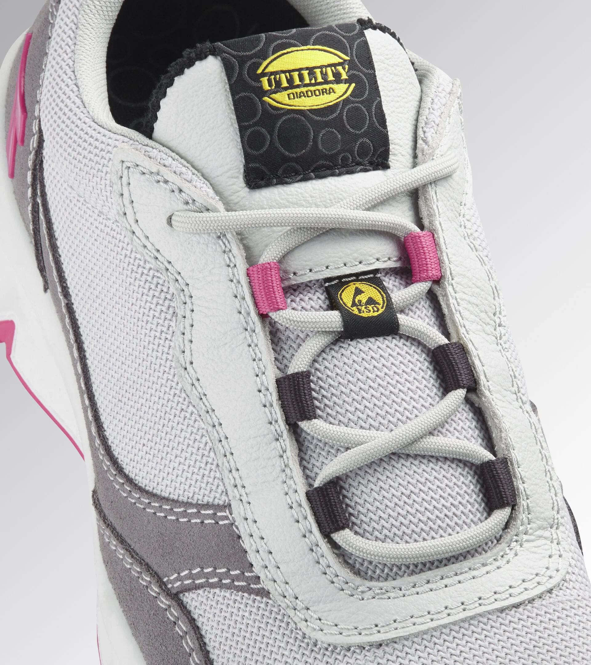 Scarpe Antinfortunistiche Diadora Utility Donna ATHENA TEXT LOW S1PL FO SR ESD GRIGIO ALLUMINIO/POMODORO 179903 D0459