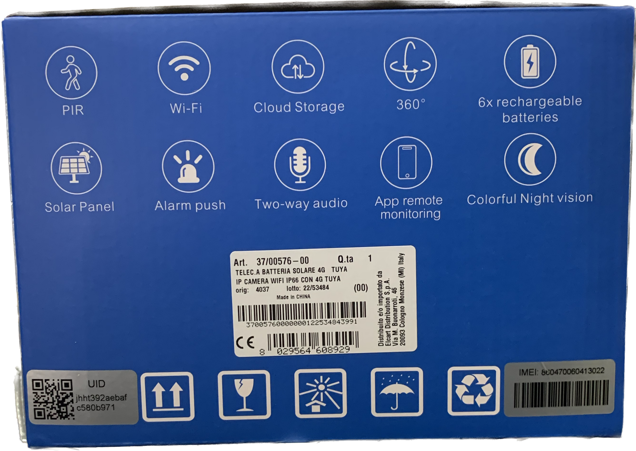 Telecamera A BATTERIA SOLARE 4G IP66 TUYA ALEXA GOOGLE HOME APP IOS ANDROID