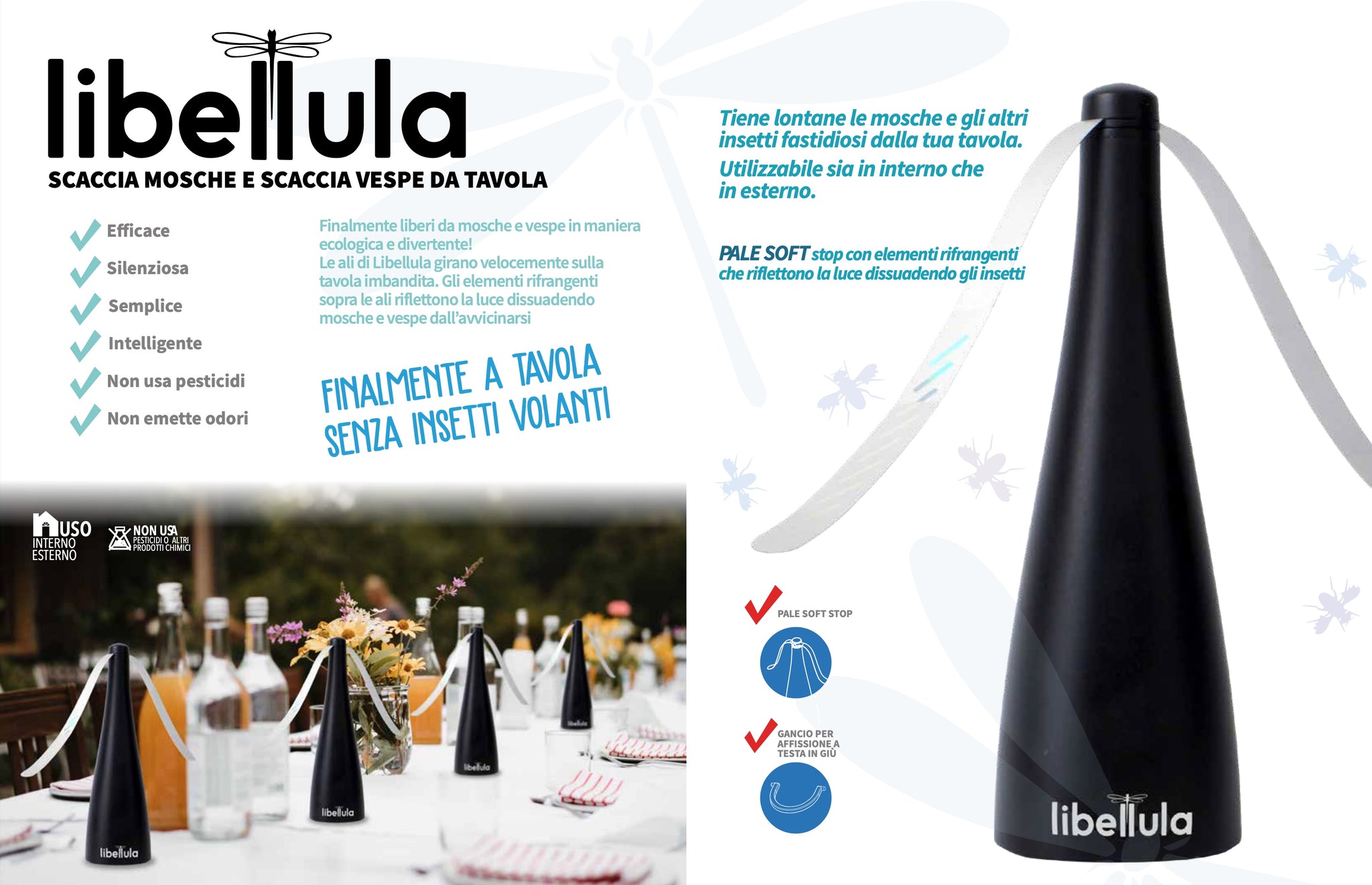 Scaccia Insetti Volanti Ecologico Vespe Zanzare Mosche da Tavolo EZ017 Libellula CFG