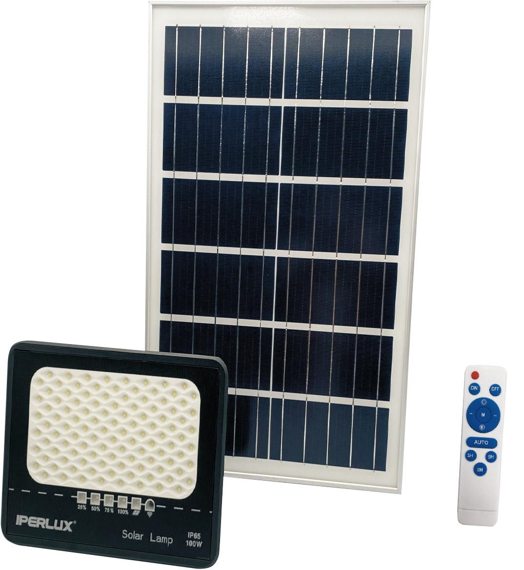 IPERLUX LED PROIETTORE 200W 6500K IP65 + PANN. SOLARE 4000lm NERO
