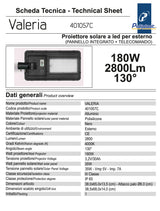 Proiettore / Armatura stradale solare a led per esterno 180W 2800Lm 130° Valeria 401057C Poliplast