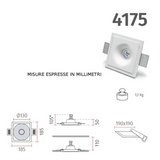 Faretto incasso gesso 9010 Belfiore GRU 4175.35 GU10 LED IP20