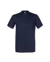 T-SHIRT ROSSINI in cotone, girocollo, costine con fascia parasudore, BLU 01