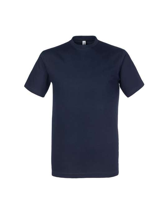 T-SHIRT ROSSINI in cotone, girocollo, costine con fascia parasudore, BLU 01