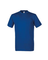 T-SHIRT ROSSINI in cotone, girocollo, costine con fascia parasudore, AZZURRO ROYAL 06