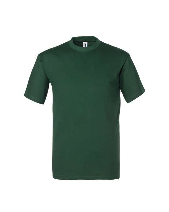 T-SHIRT ROSSINI in cotone, girocollo, costine con fascia parasudore, VERDE BOTTIGLIA 51