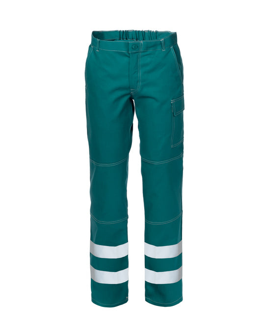 Pantalone SerioPlus+ con strisce rifrangenti ROSSINI 100% cotone 04 VERDE