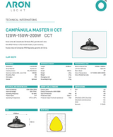 CAMPANA INDUSTRIALE LED SWITCH 120/150/200W CCT IP65 ARON