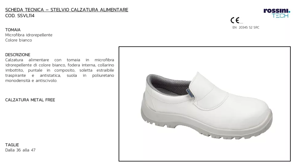 Scarpe Antinfortunistiche Stelvio calzatura alimentare S2 SR FO Rossini