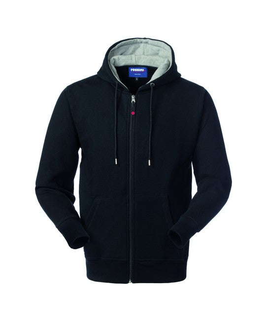 Felpa Cardiff full zip con cappuccio Rossini Nero